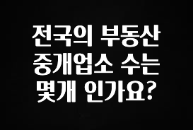 정성을 담은 전국의 부동산 중개업소 수는 몇개 인가요? 소개합니다
