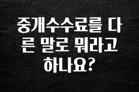 설레는 이유는 “이거” 중개수수료를 다른 말로 뭐라고 하나요? 한 번에 알려드립니다