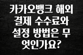 인플루언서가 공개한 카카오뱅크 해외결제 수수료와 설정 방법은 무엇인가요? 요약본만 확인해보세요