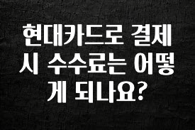요즘 이게 유행 현대카드로 결제시 수수료는 어떻게 되나요? 기억하세요