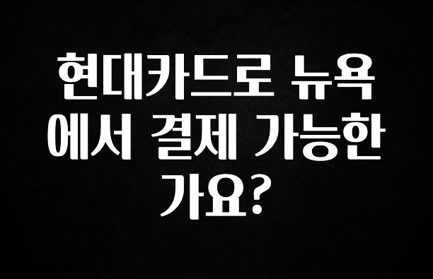 요즘 “다” 여기서 한대 현대카드로 뉴욕에서 결제 가능한가요? 추천드릴게요