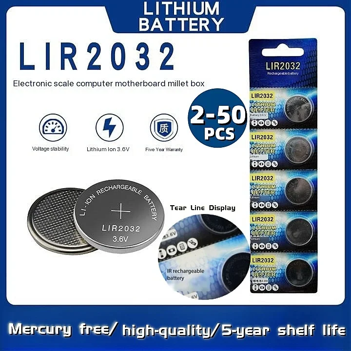 집에 하나쯤은 꼭 두고 싶은 2-50PCS LIR2032 편리하게 충전식 배터리 2032 리튬 충전은 시계 코인 배터리 용 3.6v 40mAH CR2032를 대체 할 수 있습니다 알려드립니다