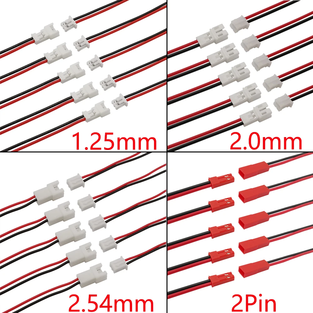 엄마아빠가 좋아하는 10/5/2 쌍 소형 미니 JST 1.25mm PH2.0 XH2.54 2 핀 남성 여성 플러그 잭 커넥터 케이블 JST 1.25/2.0/2.54 2P 전자 와이어 확인해보세요