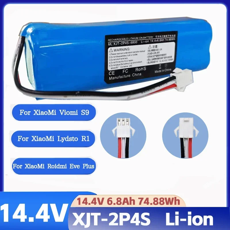 추가소식은 꼭 확인하자 2024 100% 오리지널 XiaoMi Viomi S9 Lydsto R1 Roidmi Eve Plus 14.4V 리튬 배터리 2P4S 5200mAh 6800mAh 9800mAh 12800mAh 꼭 확인해보세요