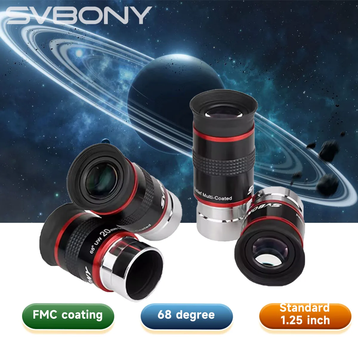 연속인기 Svbony 접안렌즈 세트 천체망원경접안렌즈 액세서리 1.25” 6mm/9mm/15mm/20mm 68도 초광각 UWA 아이피스 1.25인치천문 망원경용 전해드립니다