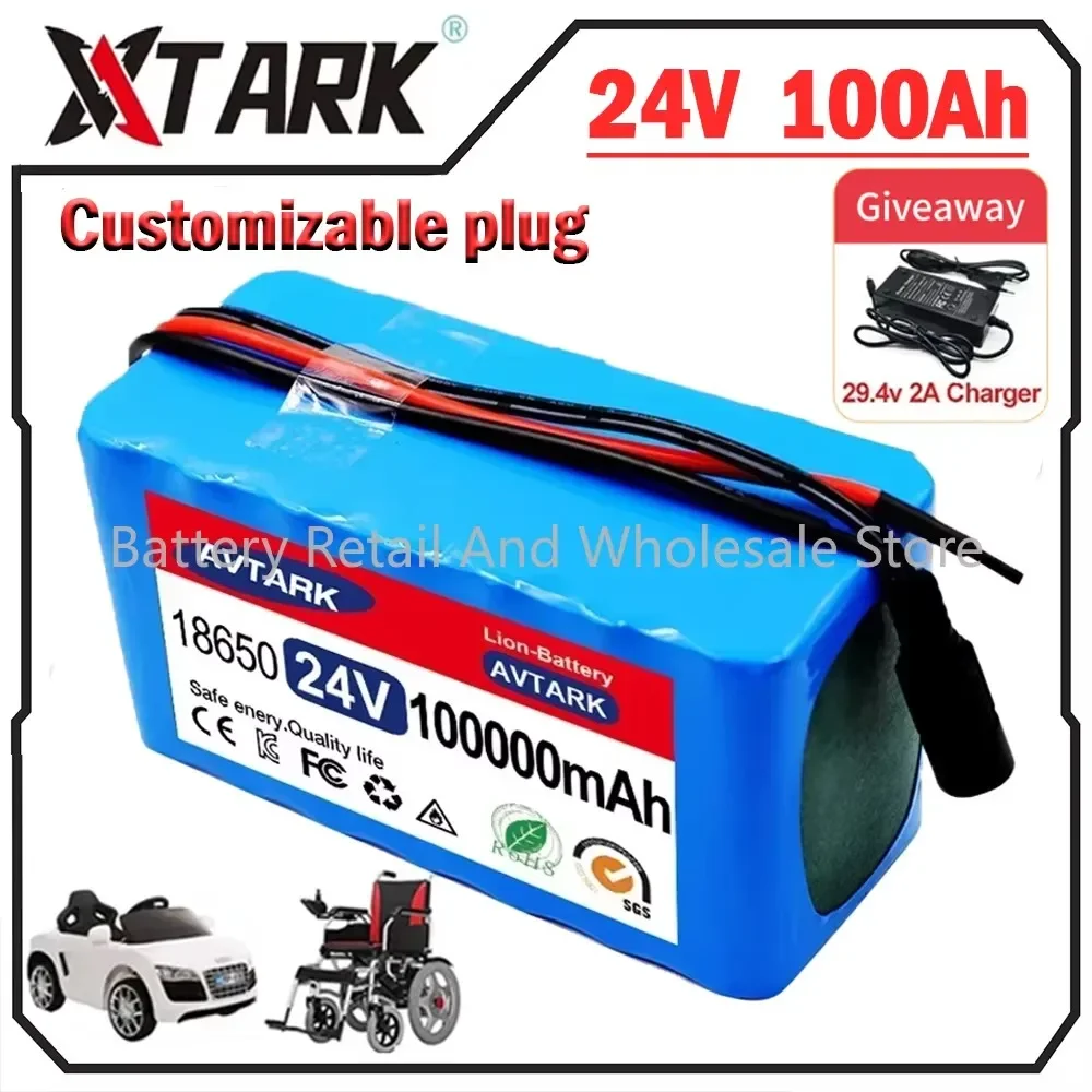 좋은 제품은 항상 품절 24V 100Ah 7s3p 18650 배터리 리튬 배터리 24v 100000 mAh 전기 자전거 오토바이 전기 리튬 이온 배터리 팩 + 2A 충전기 잠깐 확인해보세요