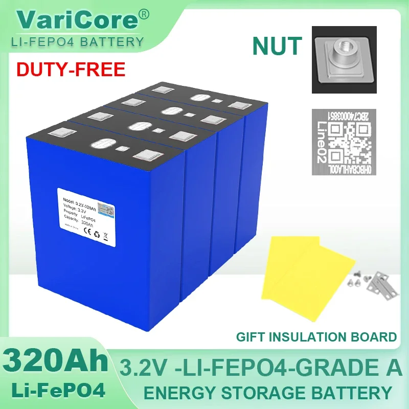 가성비템 3.2V 320Ah Lifepo4 충전식 배터리 리튬 철 인산염 여행 태양열 RV 캠핑카 셀 12v 24v 배터리 등급 A 세금 무료 알짜배기만 골라가세요