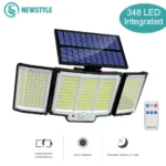 꿀 소식 태양광 야외 328/348 LED 통합 슈퍼 밝은 모션 센서 강력한 전력 IP65 방수 3 작업 모드 정원 벽 요약정리