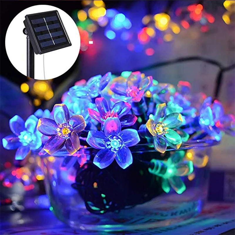 최고의 제품만 모았다 5M 20LED 태양열 문자열 조명 야외 방수 8 모드 배터리 작동 벚꽃 꽃 빛 크리스마스 정원 파티 장식 전해드립니다