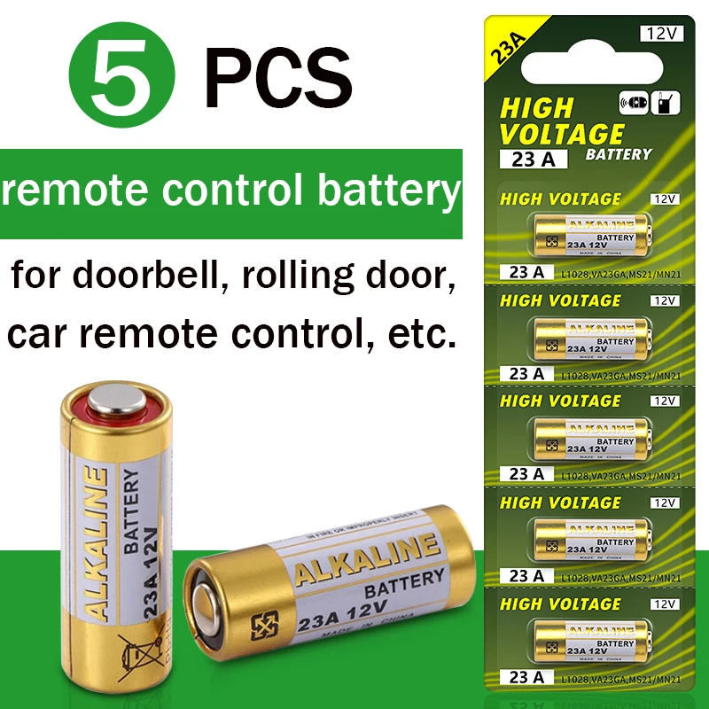 이번 달 5PCS 12V 알카라인 배터리 A23 23A 23GA A23S E23A EL12 MN21 MS21 V23GA L1028 GP23A LRV08 원격 제어 초인종 건전지 후회하지 않습니다