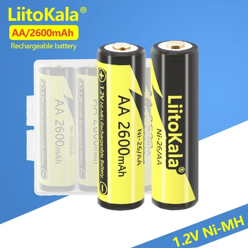 역대급 라인업 1-16PCS LiitoKala Ni-26/AA 1.2V 2600mAh Ni-MH AA 충전식 배터리 카메라 Anti-dropping 장난감 자동차 + AA 배터리 상자 알짜배기만 골라가세요