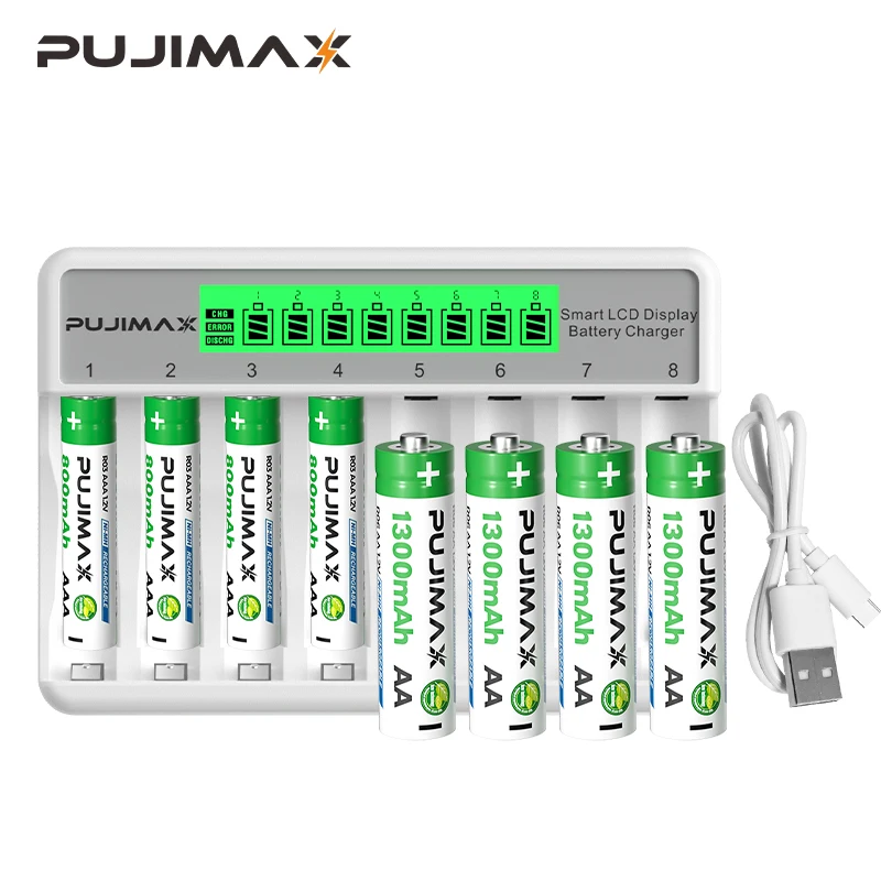 좋은 정보 PUJIMAX 8 슬롯 배터리 충전기(LCD 디스플레이 포함) AA/AAA NiCd NiMh 충전식 배터리용 스마트 지능형 aa aaa 충전기 잠깐 확인해보세요