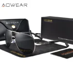 올해 새롭게 돌아온 AOWEAR Mens 클래식 항공 선글라스 남성 편광 된 알루미늄 레트로 태양 안경 남성 브랜드 디자이너 운전 거울 안경 관심이 뜨겁습니다
