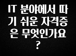 “이건” 꼭 보고 하세요 IT 분야에서 따기 쉬운 자격증은 무엇인가요? 관심이 뜨겁습니다