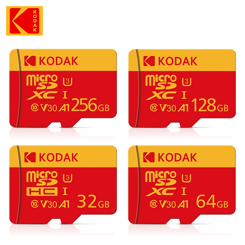 추천드려야할 소식 KODAK MicroSD 카드 빨간색 메모리 카드 Class10 32GB 64GB 128GB 256GB U3 4K 고속 플래시 메모리 TF 플래시 카드 (전화 용) 기억하세요