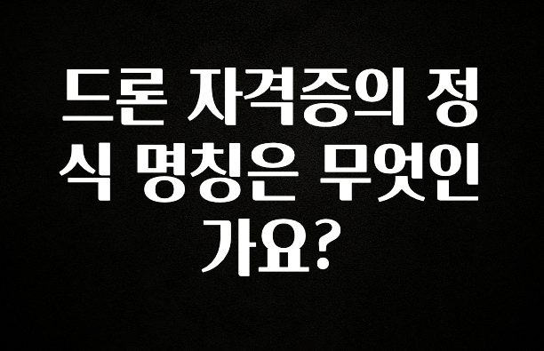 올해 이것모르면 손해 드론 자격증의 정식 명칭은 무엇인가요? 클릭해보세요