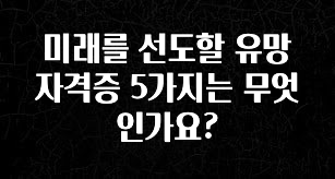 찐공개 미래를 선도할 유망자격증 5가지는 무엇인가요? 군말없이 소개합니다