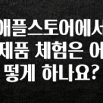 추가정보 떳다 애플스토어에서 제품 체험은 어떻게 하나요? 확인 부탁드립니다
