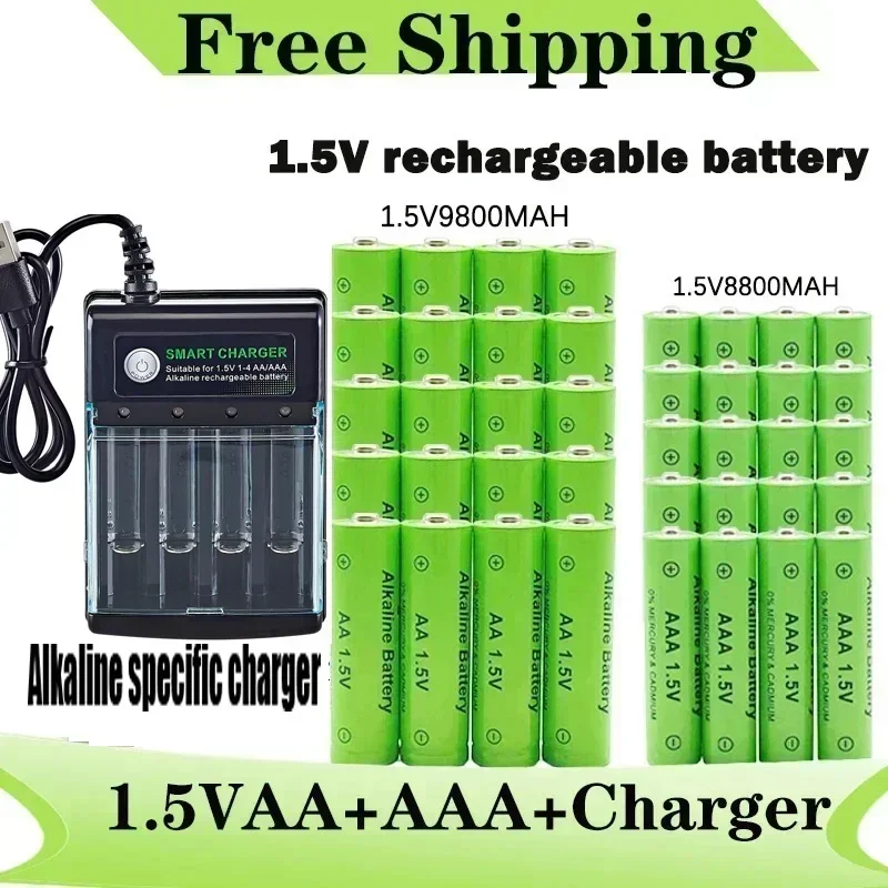 이정보美쳤다 원래 충전식 배터리 1.5V AA9800mAh+AAA8800mAh+컴퓨터 시계 라디오 비디오 게임용 충전기 디지털 카메라 AA AAA배터리 리뷰가 많습니다