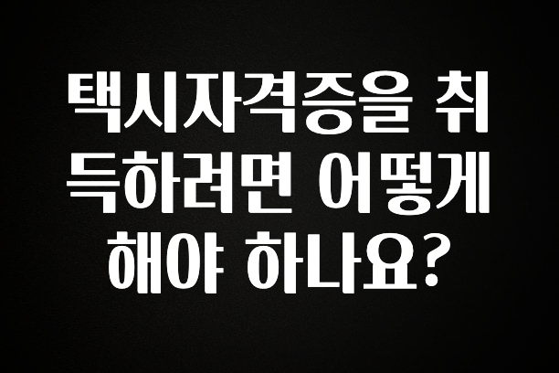찐추천 이유 택시자격증을 취득하려면 어떻게 해야 하나요? 요약본만 확인해보세요