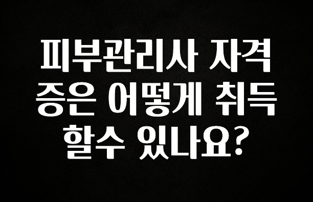 엄마아빠가 좋아하는 피부관리사 자격증은 어떻게 취득할수 있나요? 관심이 뜨겁습니다