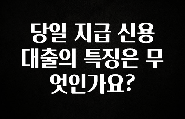 추가소식 당일 지급 신용 대출의 특징은 무엇인가요? 바로 클릭