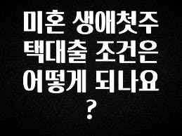 엄마아빠가 좋아하는 미혼 생애첫주택대출 조건은 어떻게 되나요? 지금 소개할게요