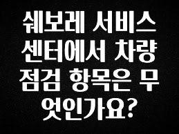 오늘 추천드려야 할 쉐보레 서비스센터에서 차량 점검 항목은 무엇인가요? 최신정보