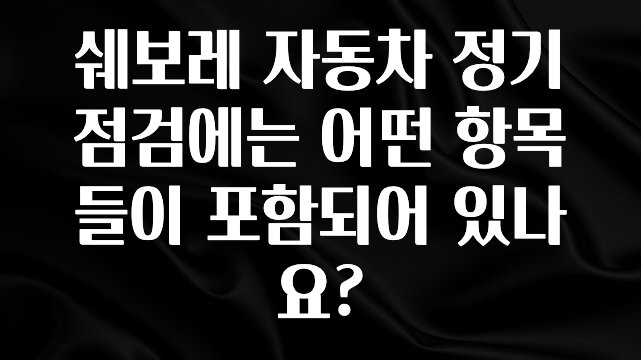 엄마아빠가 좋아하는 쉐보레 자동차 정기점검에는 어떤 항목들이 포함되어 있나요? 소개합니다