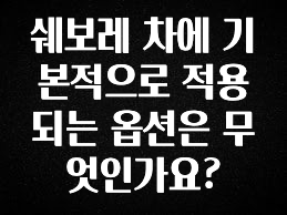 정보 쏟아짐 쉐보레 차에 기본적으로 적용되는 옵션은 무엇인가요? 좋은 정보