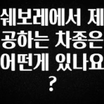 이번 달 쉐보레에서 제공하는 차종은 어떤게 있나요? 아주 좋은 정보입니다