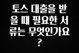 최다 검색한 토스 대출을 받을 때 필요한 서류는 무엇인가요? 알짜배기만 골라가세요