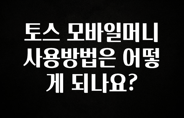 사계절 사랑받는 토스 모바일머니 사용방법은 어떻게 되나요? 무조건 확인