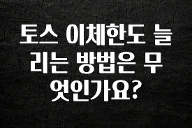 꼭 알아두자 토스 이체한도 늘리는 방법은 무엇인가요? 궁금하시죠?