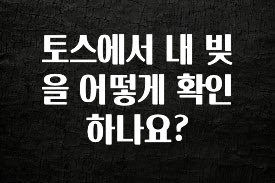 모두가 궁금해 했던 토스에서 내 빚을 어떻게 확인하나요? 확인하시죠