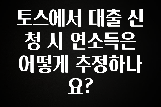 꿀 소식 토스에서 대출 신청 시 연소득은 어떻게 추정하나요? 지금 소개할게요