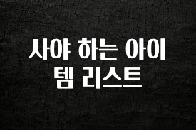 꾸준한 인기 사야 하는 아이템 리스트 아주 좋은 정보입니다