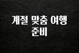 올해 이것모르면 손해 계절 맞춤 여행 준비 알려드릴게요