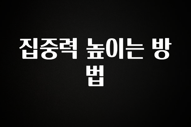 후회하지 않는 집중력 높이는 방법 지금 소개할게요